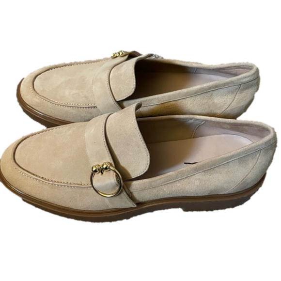 297. STUART WEITZMAN Brenna Loafer In Golden Beige - Picture 4 of 5